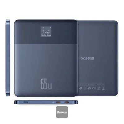 Baseus Blade2 Fast-Charging Power Bank With Digital Display Intelligent Edition 12000Mah 65W Mariana Blue